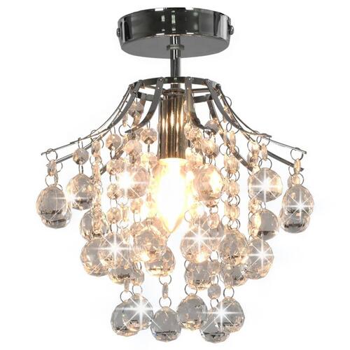 Loftlampe med krystalperler rund E14 sølvfarvet