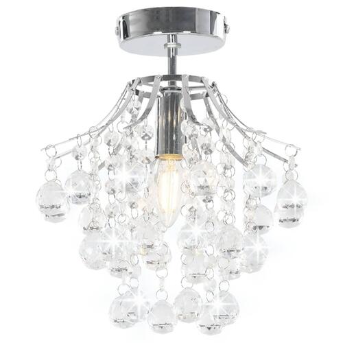 Loftlampe med krystalperler rund E14 sølvfarvet