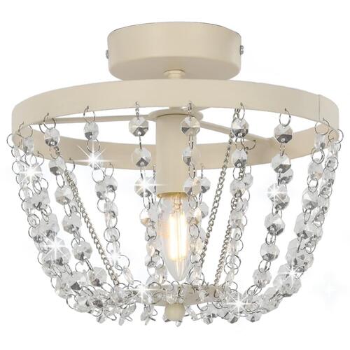 Loftlampe med krystalperler rund E14 hvid