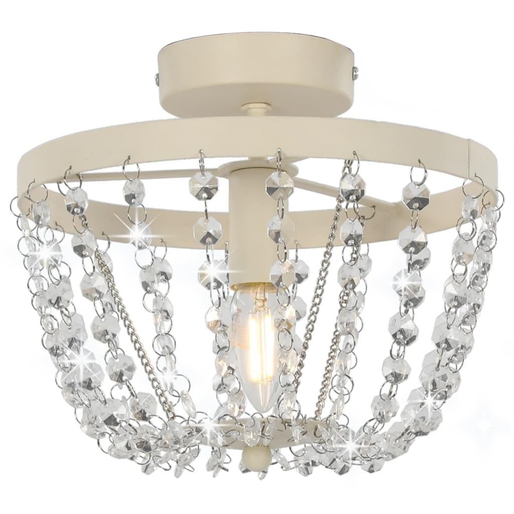 Loftlampe med krystalperler rund E14 hvid