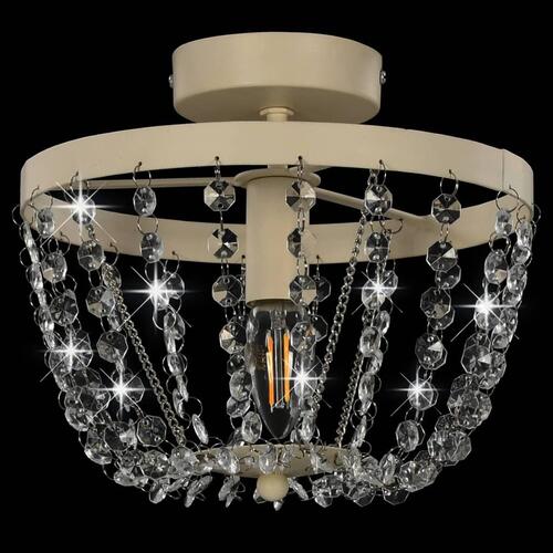 Loftlampe med krystalperler rund E14 hvid