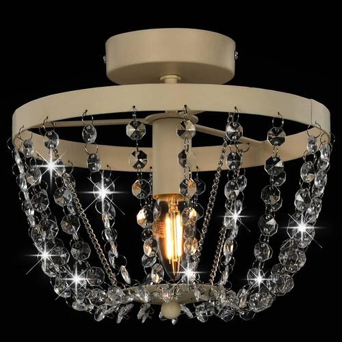 Loftlampe med krystalperler rund E14 hvid