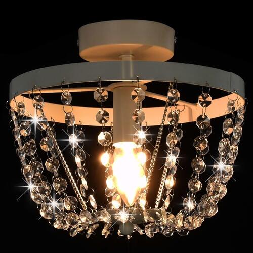 Loftlampe med krystalperler rund E14 hvid