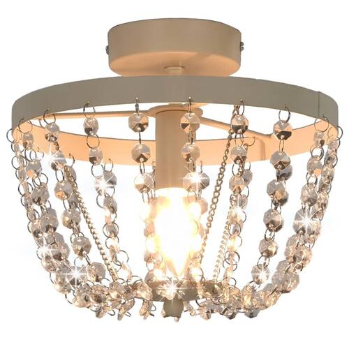 Loftlampe med krystalperler rund E14 hvid