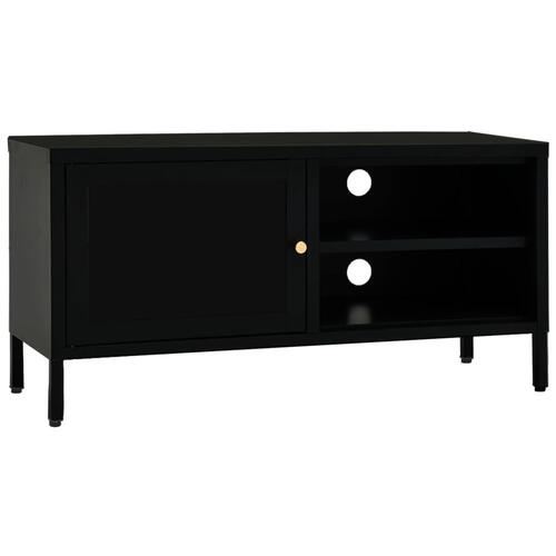 Tv-skab 90x30x44 cm stål og glas sort