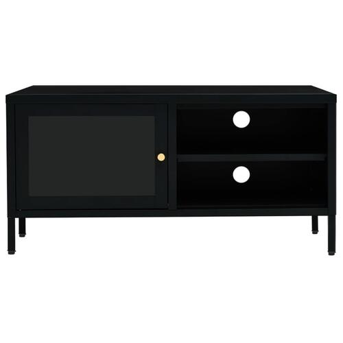 Tv-skab 90x30x44 cm stål og glas sort