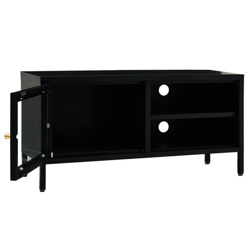 Tv-skab 90x30x44 cm stål og glas sort