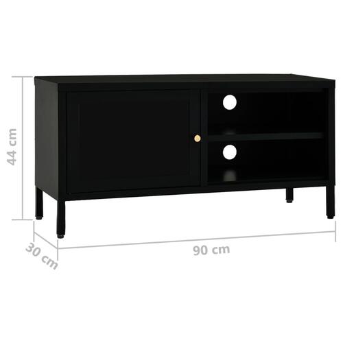 Tv-skab 90x30x44 cm stål og glas sort