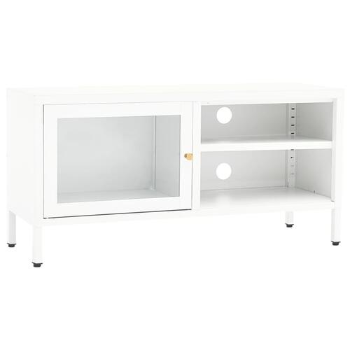 Tv-skab 90x30x44 cm stål og glas hvid