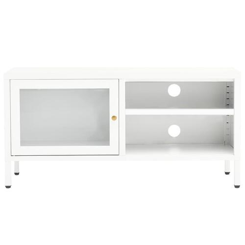 Tv-skab 90x30x44 cm stål og glas hvid