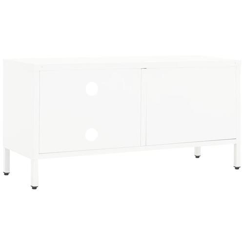 Tv-skab 90x30x44 cm stål og glas hvid