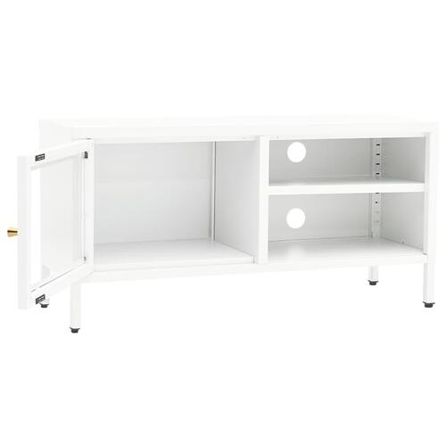 Tv-skab 90x30x44 cm stål og glas hvid
