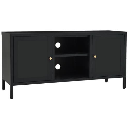 Tv-skab 105x35x52 cm stål og glas sort