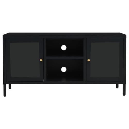 Tv-skab 105x35x52 cm stål og glas sort