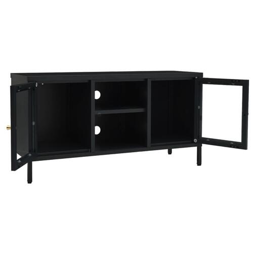 Tv-skab 105x35x52 cm stål og glas sort