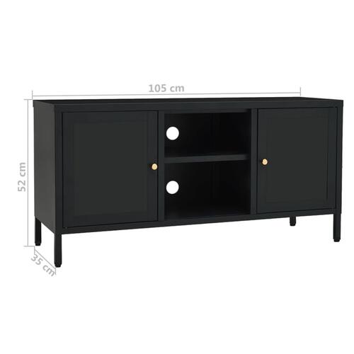 Tv-skab 105x35x52 cm stål og glas sort