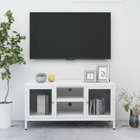 Tv-skab 105x35x52 cm stål og glas hvid