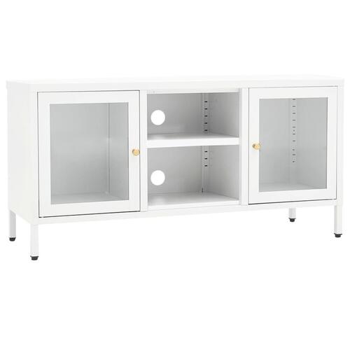 Tv-skab 105x35x52 cm stål og glas hvid
