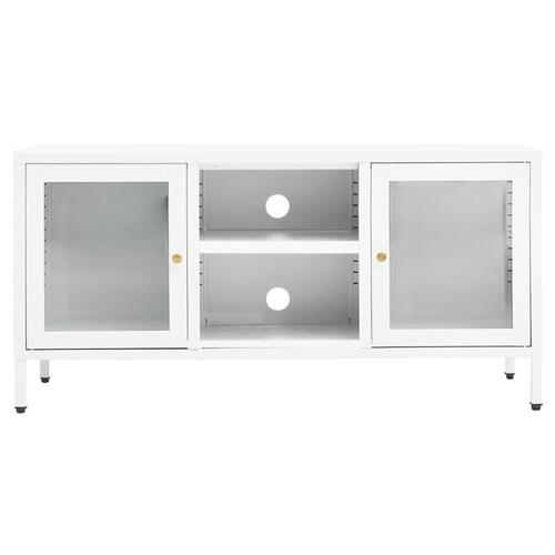 Tv-skab 105x35x52 cm stål og glas hvid
