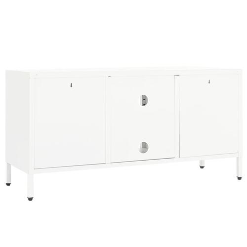 Tv-skab 105x35x52 cm stål og glas hvid