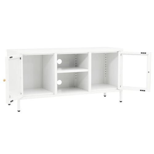Tv-skab 105x35x52 cm stål og glas hvid