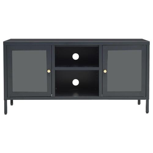 Tv-skab 105x35x52 cm stål og glas antracitgrå