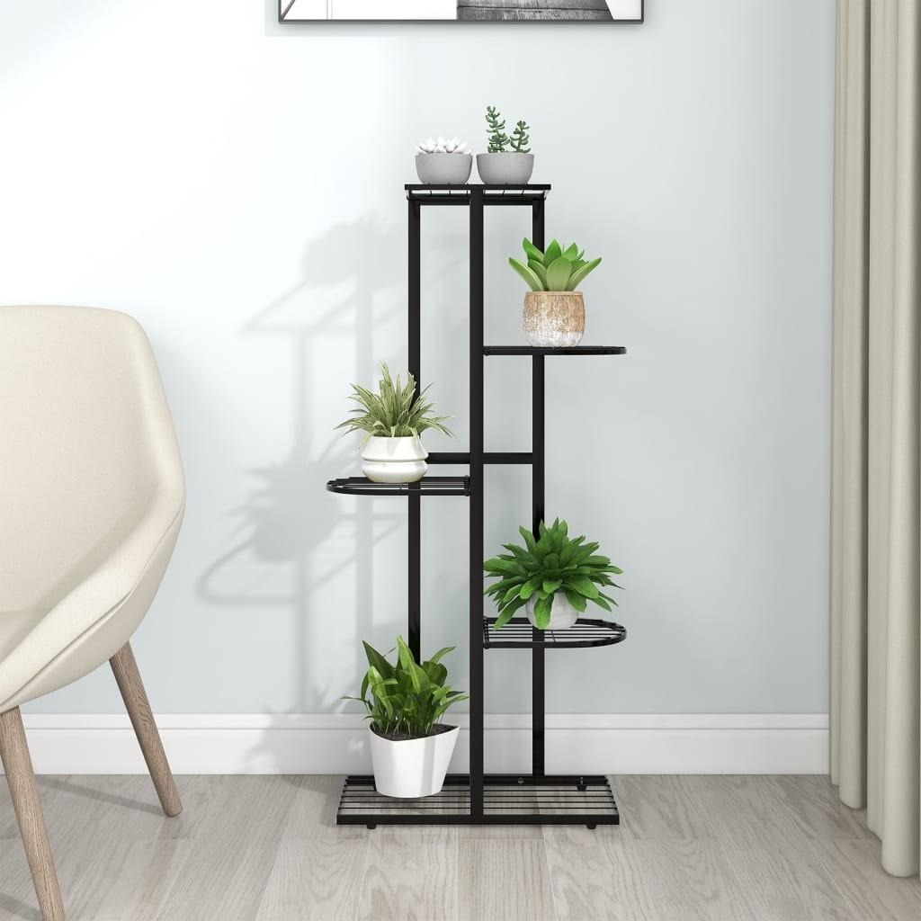 Blomsterstativ i 5 niveauer 43x22x98 cm metal sort
