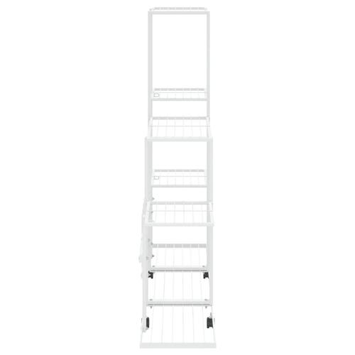 Blomsterstativ med hjul 94,5x25x92,5 cm metal hvid