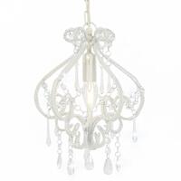 Loftlampe med perler rund E14 hvid