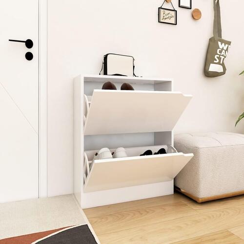 Skoskab med 2 låger 59x24x74 cm spånplade hvid