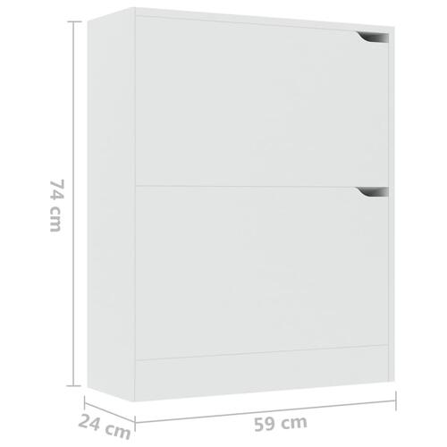 Skoskab med 2 låger 59x24x74 cm spånplade hvid
