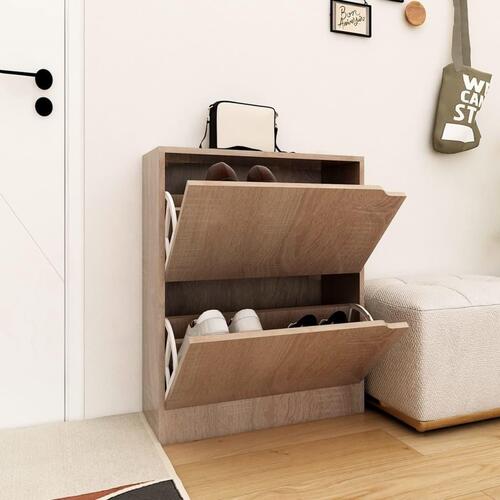 Skoskab med 2 låger 59x24x74 cm sonoma-eg