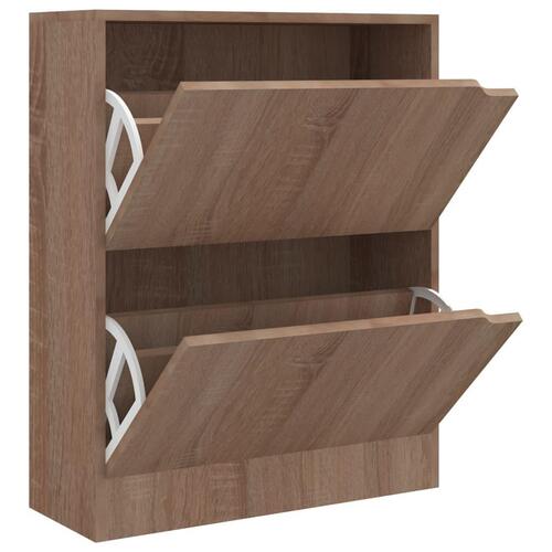 Skoskab med 2 låger 59x24x74 cm sonoma-eg