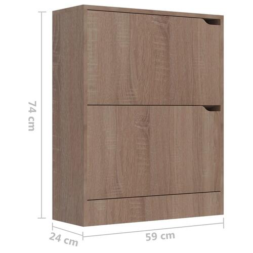 Skoskab med 2 låger 59x24x74 cm sonoma-eg
