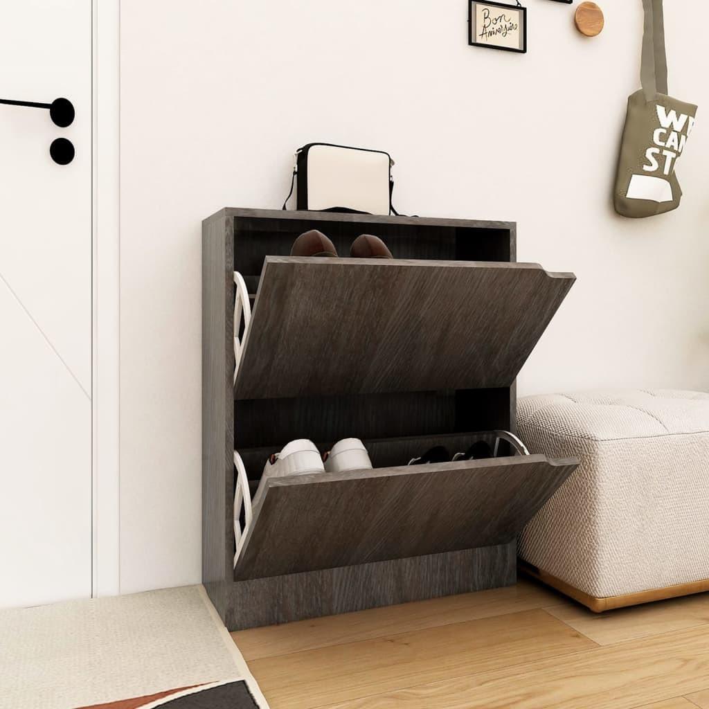 Skoskab med 2 låger 59x24x74 cm grå sonoma-eg