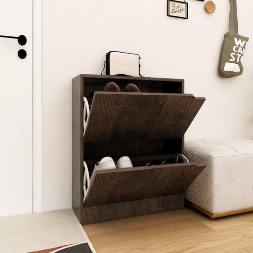 Skoskab med 2 låger 59x24x74 cm røget eg