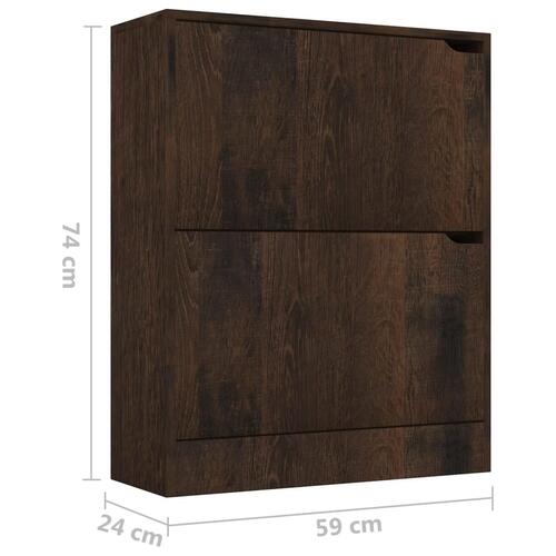 Skoskab med 2 låger 59x24x74 cm røget eg