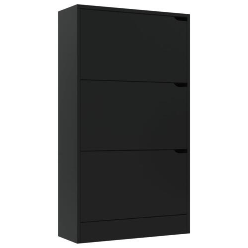 Skoskab med 3 låger 59x24x105 cm spånplade sort