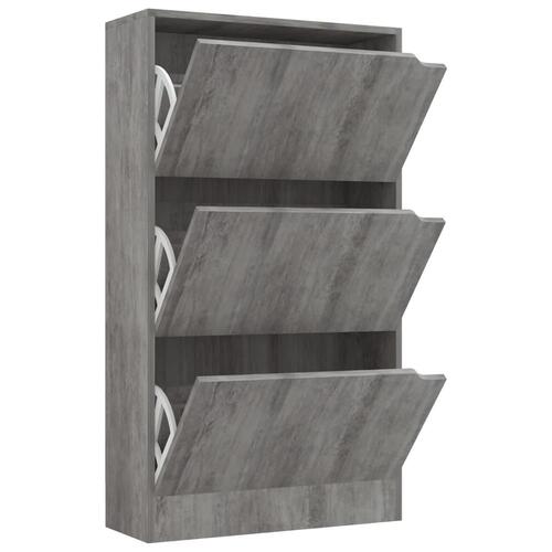 Skoskab med 3 låger 59x24x105 cm spånplade betongrå