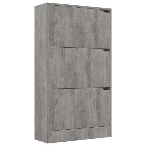 Skoskab med 3 låger 59x24x105 cm spånplade betongrå