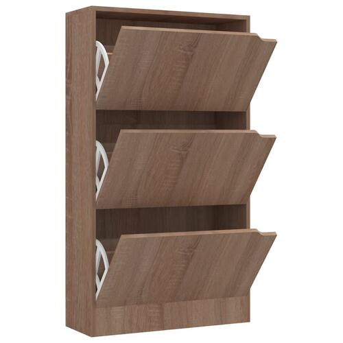 Skoskab med 3 låger 59x24x105 cm spånplade sonoma-eg