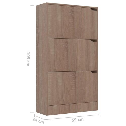 Skoskab med 3 låger 59x24x105 cm spånplade sonoma-eg