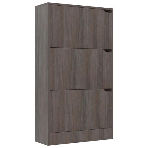 Skoskab med 3 låger 59x24x105 cm spånplade grå sonoma-eg