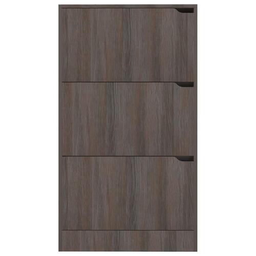 Skoskab med 3 låger 59x24x105 cm spånplade grå sonoma-eg