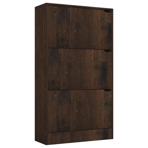 Skoskab med 3 låger 59x24x105 cm spånplade røget eg