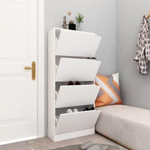 Skoskab med 4 låger 59x24x136 cm spånplade hvid