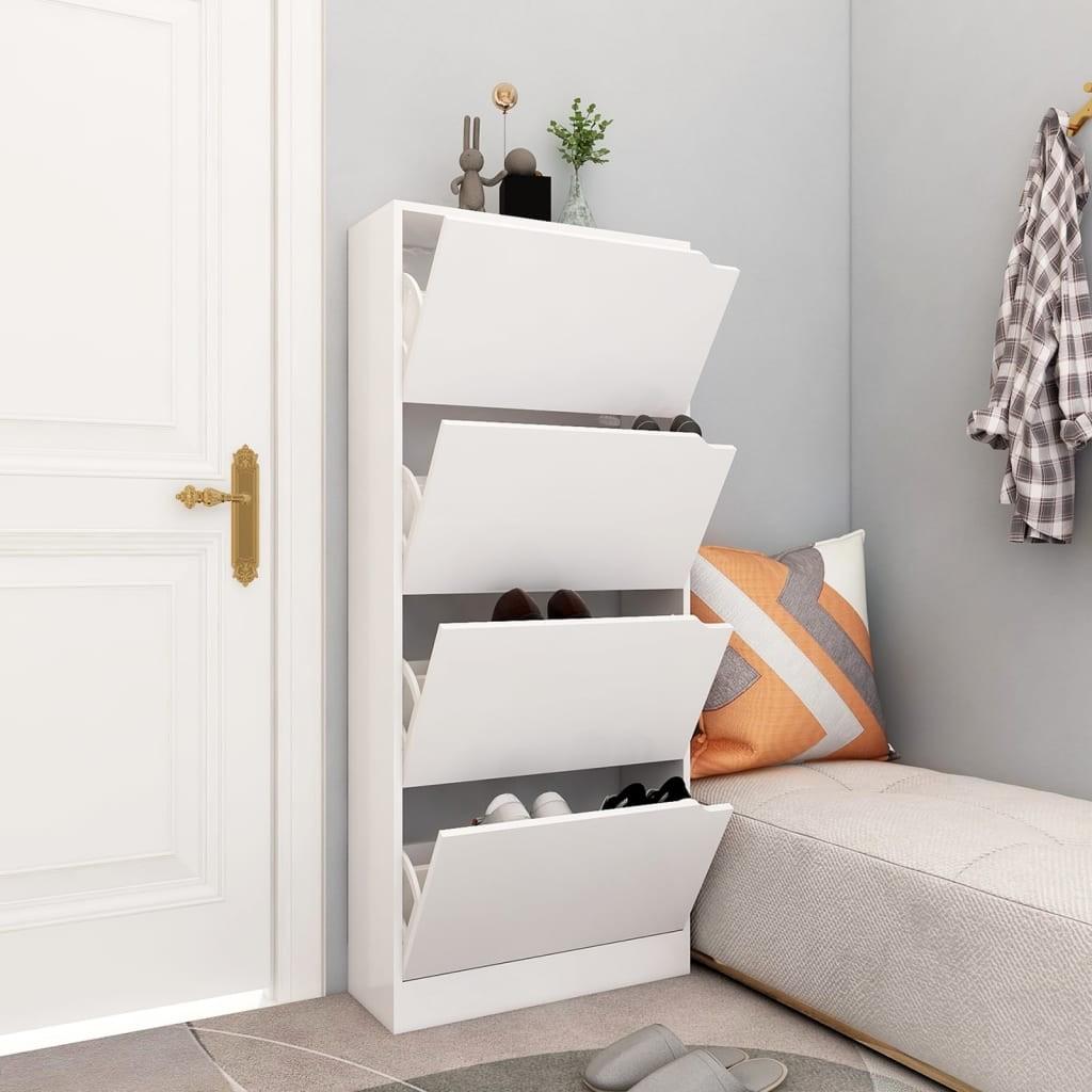 Skoskab med 4 låger 59x24x136 cm spånplade hvid
