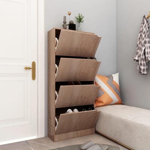 Skoskab med 4 låger 59x24x136 cm spånplade sonoma-eg