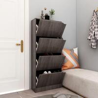 Skoskab med 4 låger 59x24x136 cm spånplade grå sonoma-eg