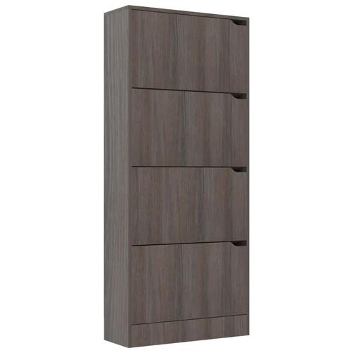 Skoskab med 4 låger 59x24x136 cm spånplade grå sonoma-eg